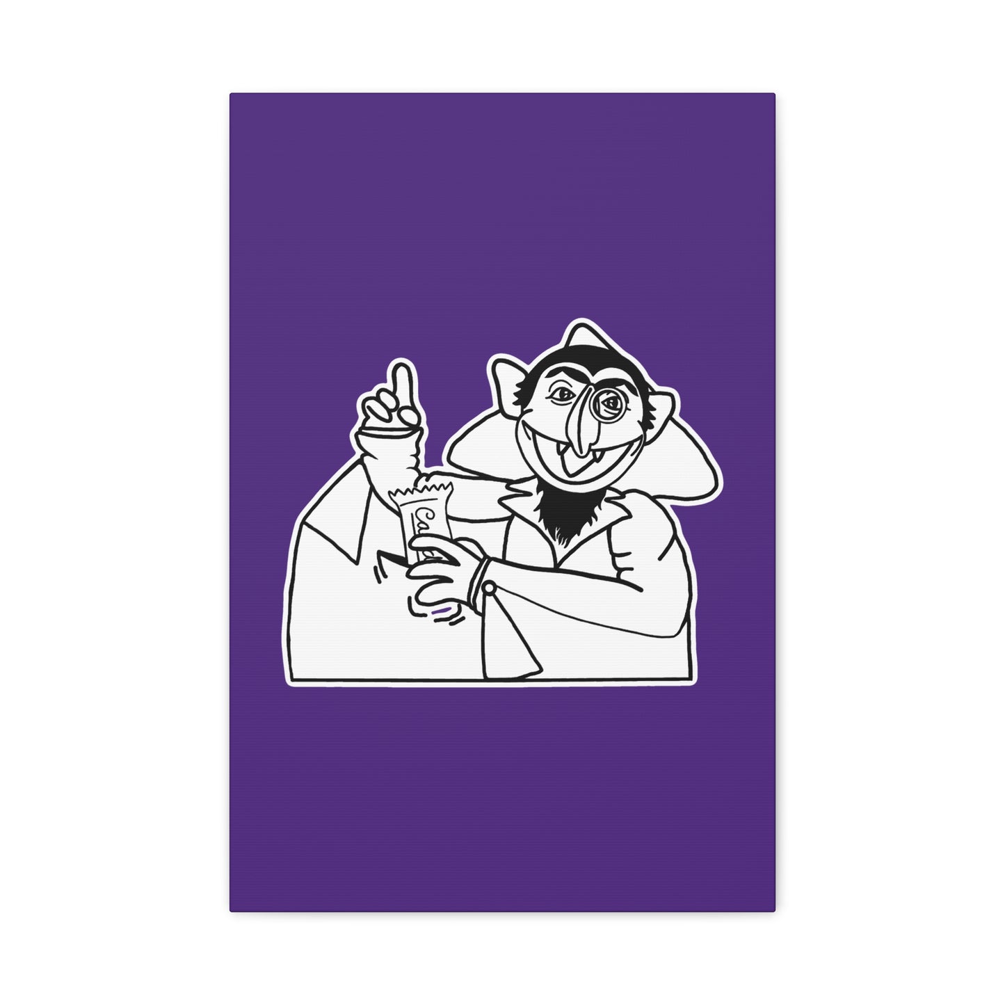 The Count Stealing Candy Outline Canvas Print Purple - Sesame Street The Count Parody Art