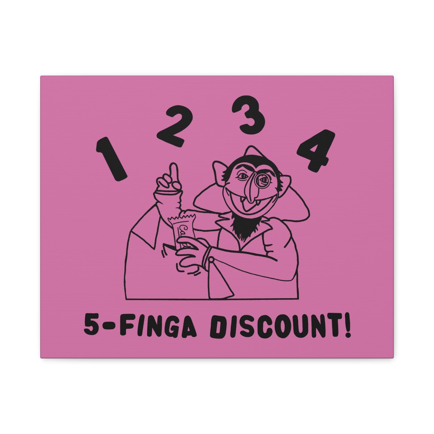 Five Finger Discount Outline Canvas Print Light Pink - Sesame Street The Count Parody Art Print