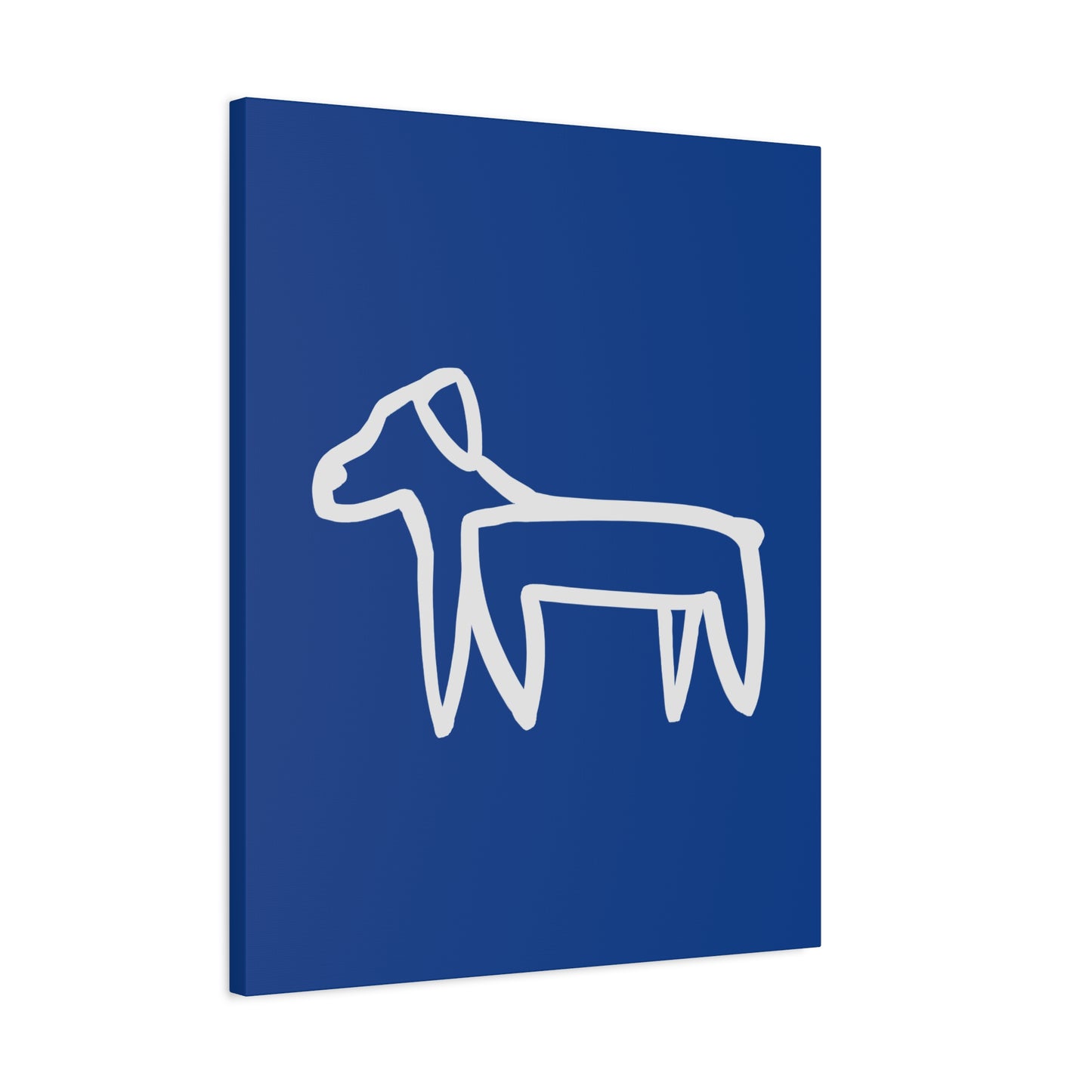 Dog Canvas Print on Blue (Transparent Style White Dog) - Dog Art Print