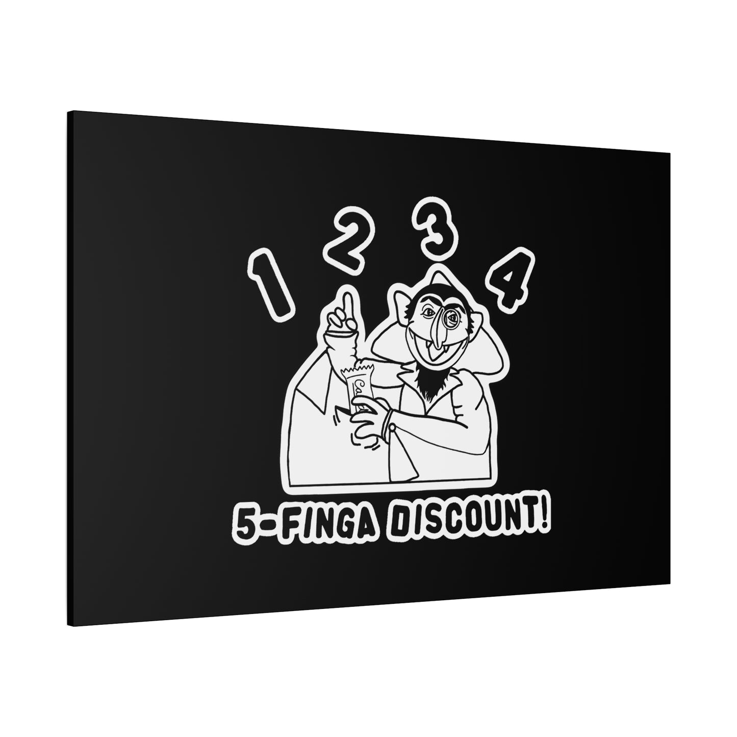 Five Finger Discount Outline Canvas Print Black - Sesame Street The Count Parody Art Print