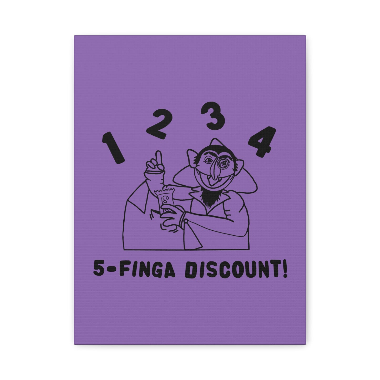Five Finger Discount Outline Canvas Print Light Purple - Sesame Street The Count Parody Art Print