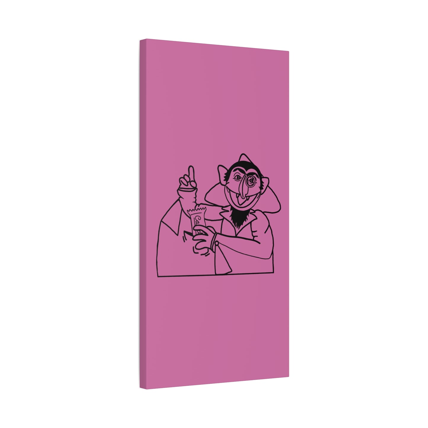 The Count Stealing Candy Outline Canvas Print Light Pink - Sesame Street The Count Parody Art