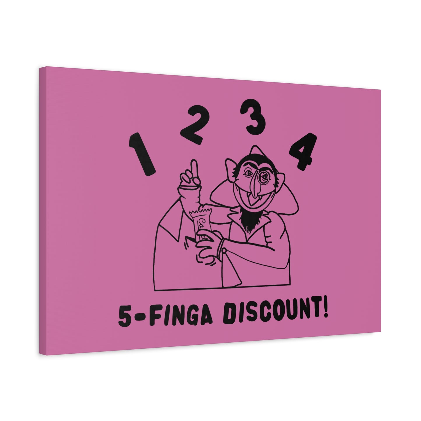 Five Finger Discount Outline Canvas Print Light Pink - Sesame Street The Count Parody Art Print