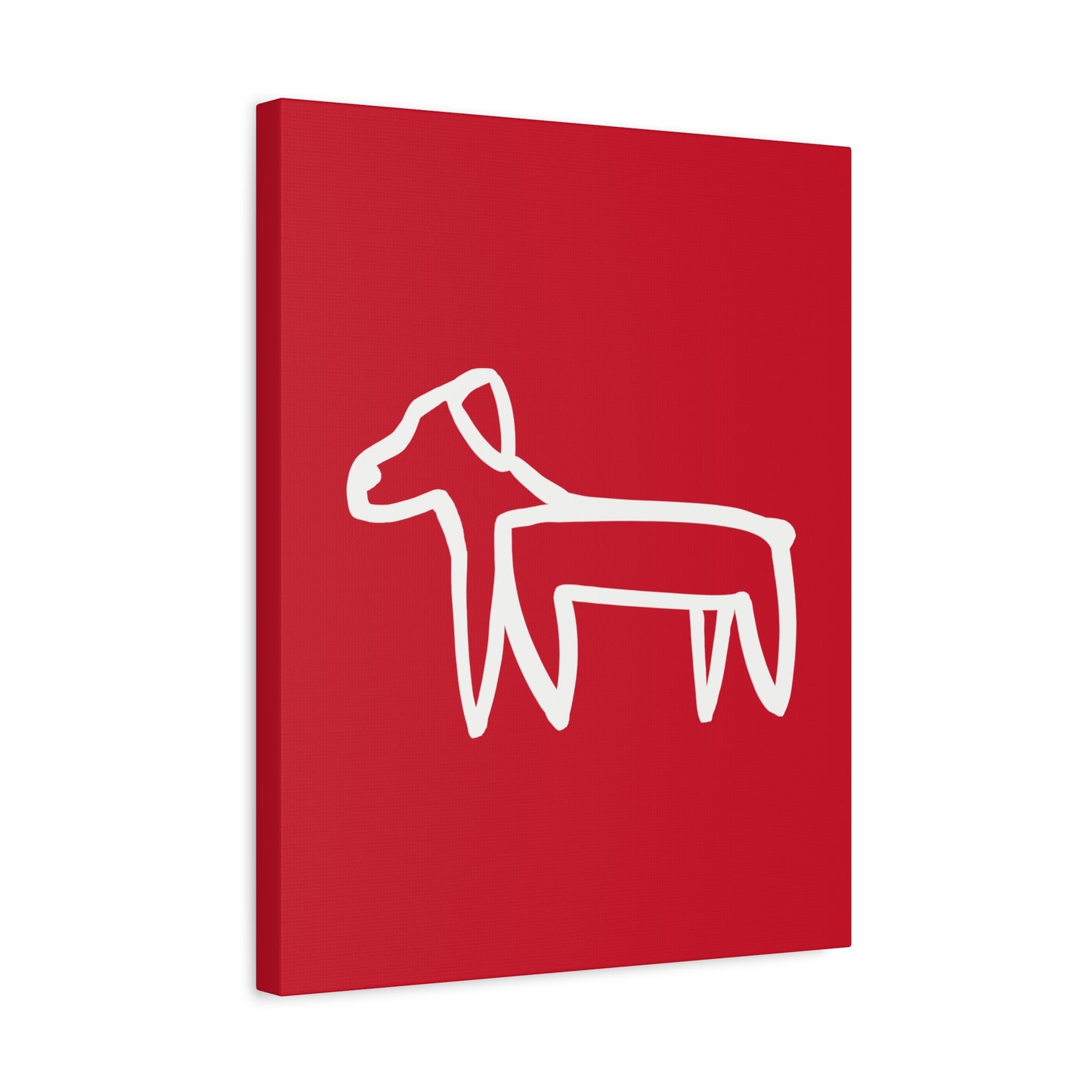 Dog Canvas Print on Red (Transparent Style White Dog) - Dog Art Print