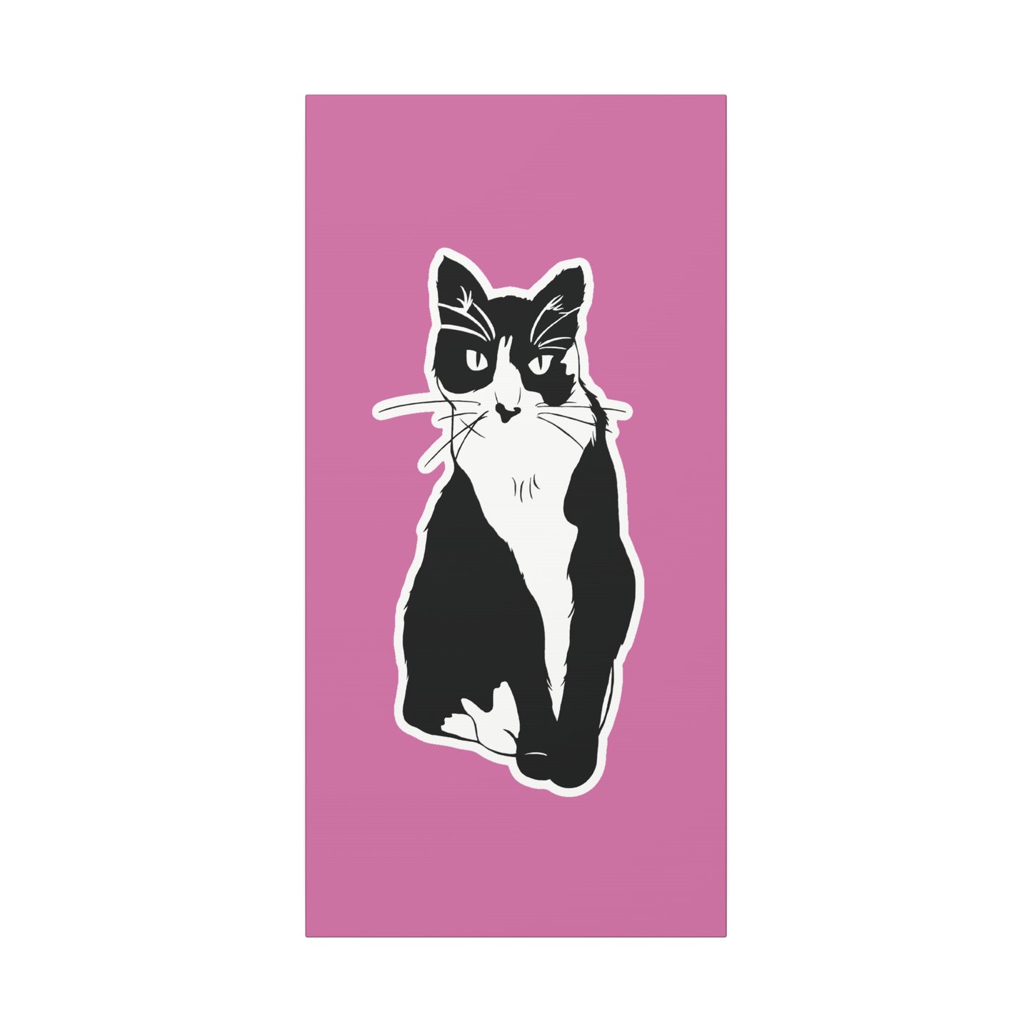 Cat Canvas on Light Pink (Sticker Style Cat) - Cat Drawing Art