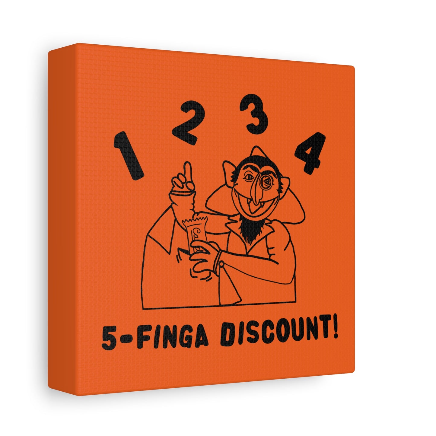 Five Finger Discount Outline Canvas Print Orange - Sesame Street The Count Parody Art Print
