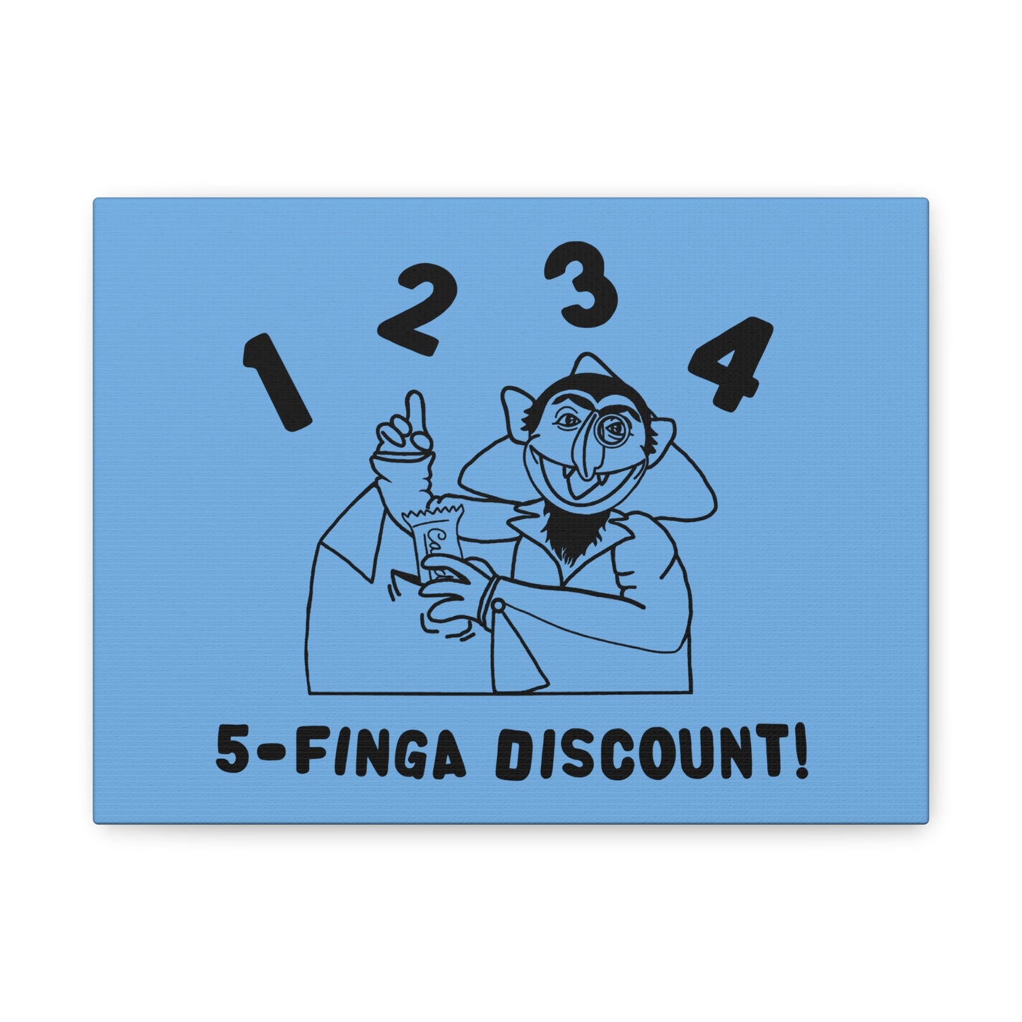 Five Finger Discount Outline Canvas Print Light Blue - Sesame Street The Count Parody Art Print