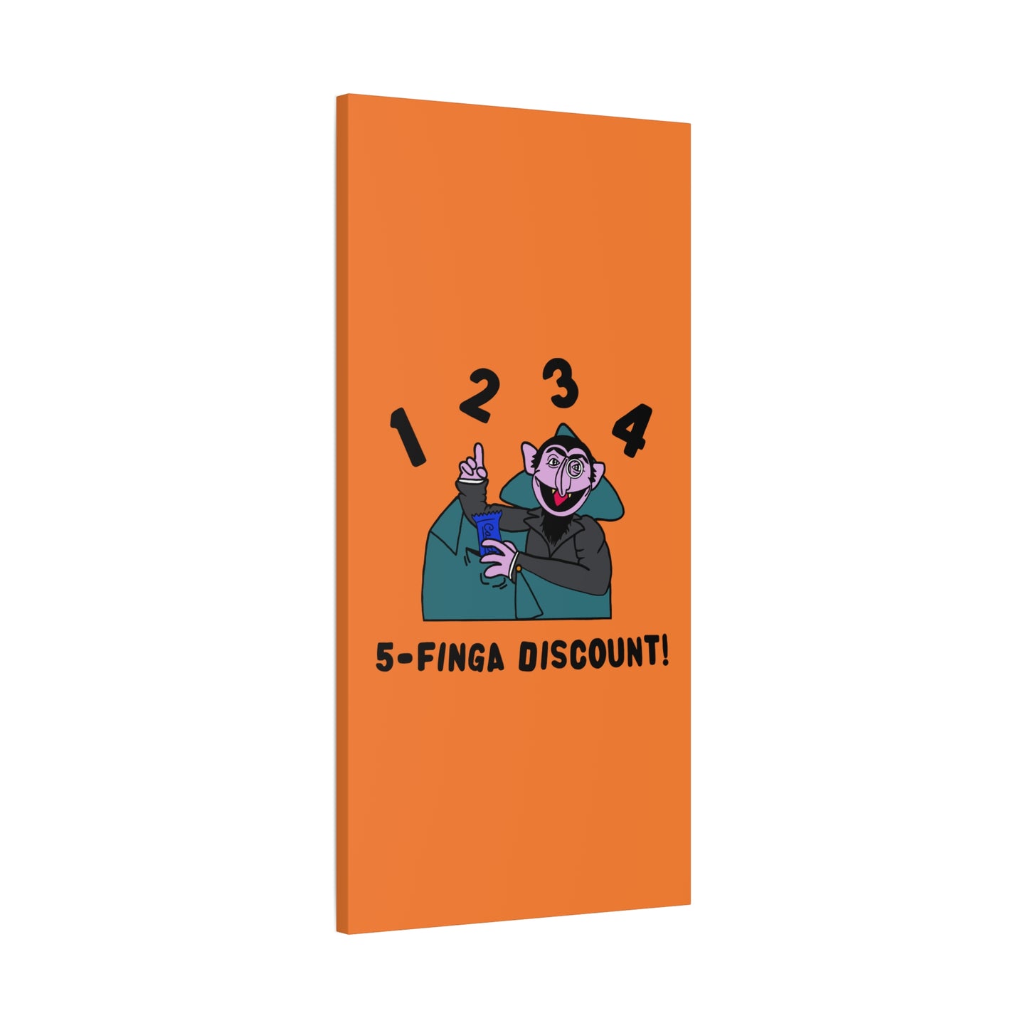 Five Finger Discount Canvas Print Light Orange - Sesame Street The Count Parody Art Print