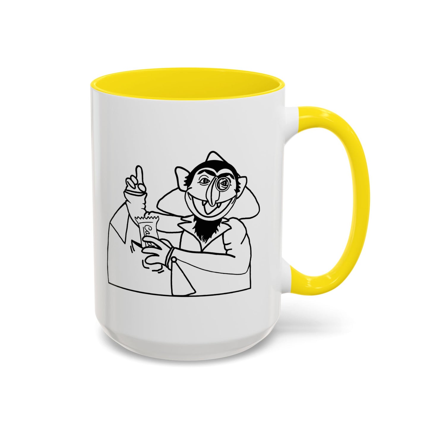 The Count Stealing Candy Outline Accent Mug - Sesame Street The Count Parody Coffee Mug