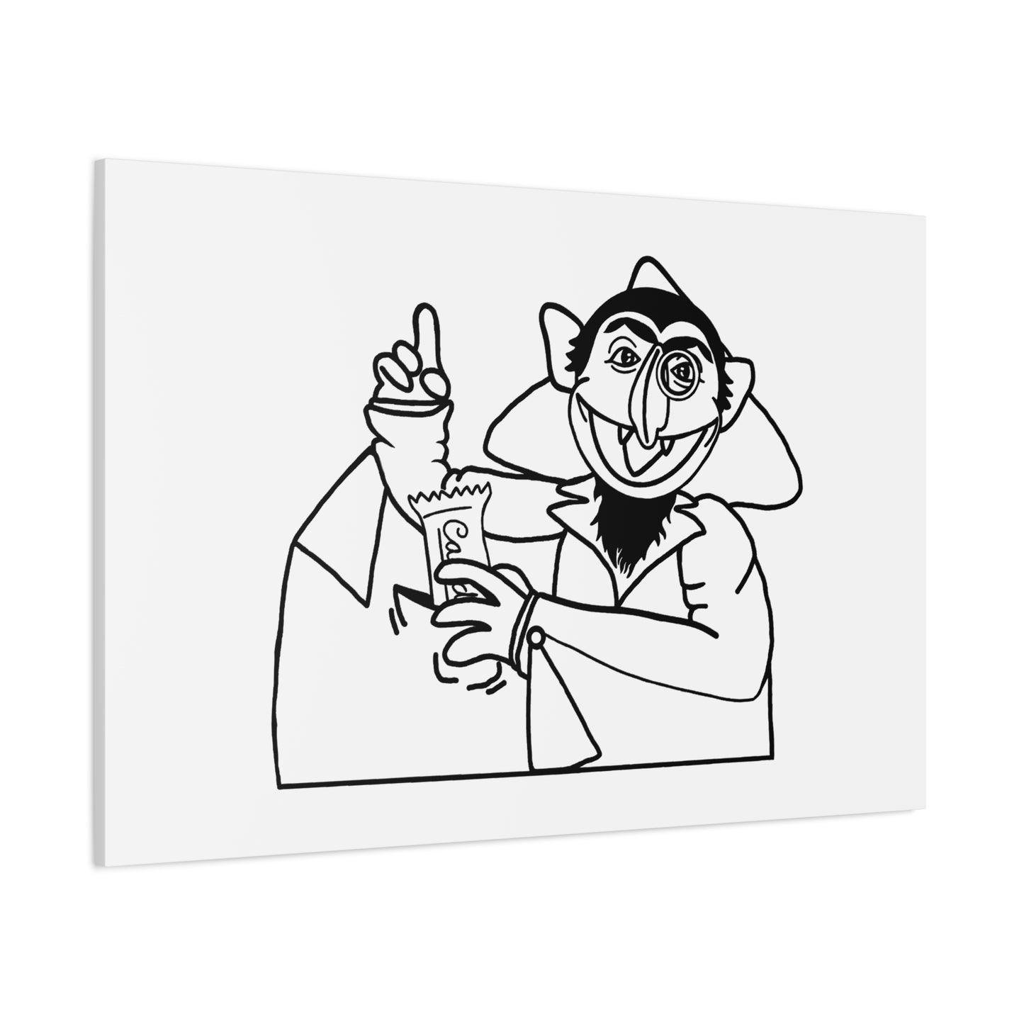 The Count Stealing Candy Outline Canvas Print White - Sesame Street The Count Parody Art