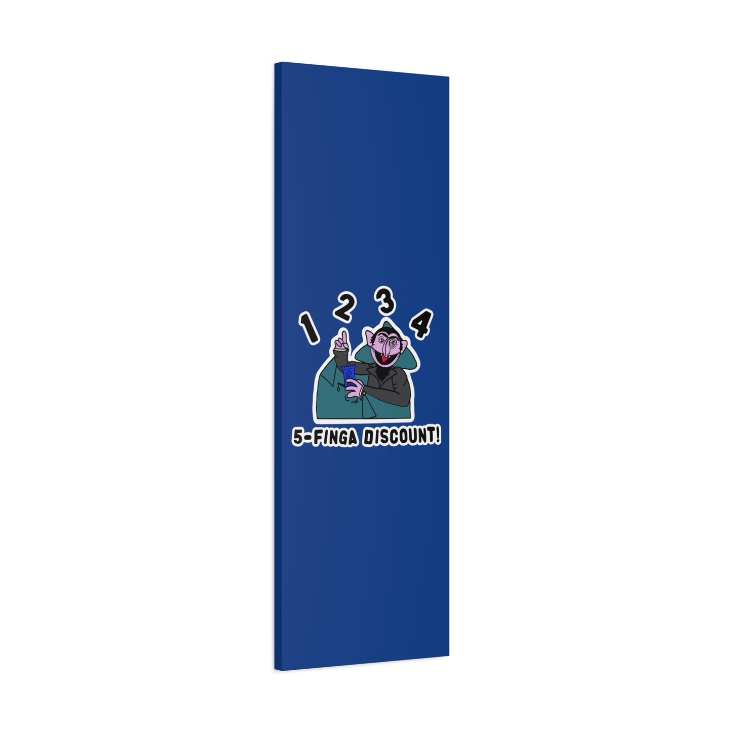 Five Finger Discount Canvas Print Dark Blue - Sesame Street The Count Parody Art Print