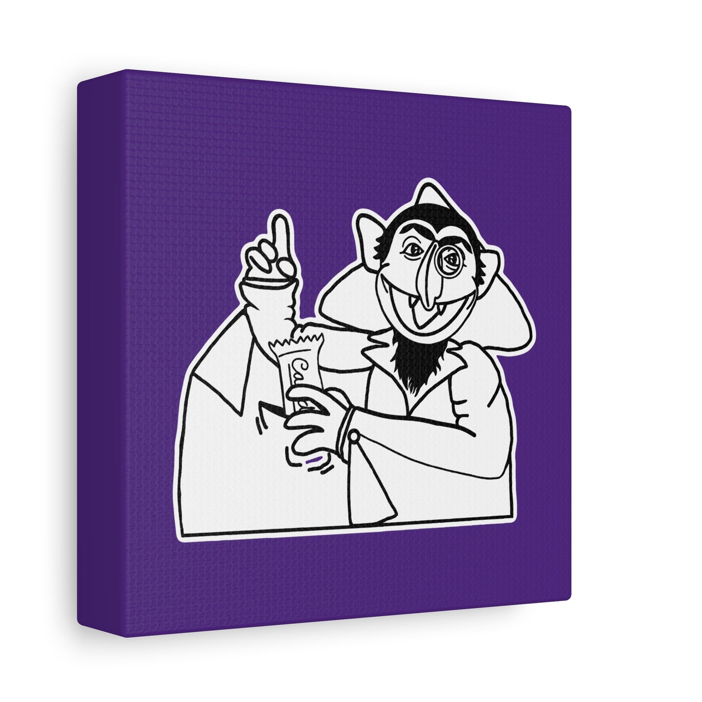 The Count Stealing Candy Outline Canvas Print Purple - Sesame Street The Count Parody Art