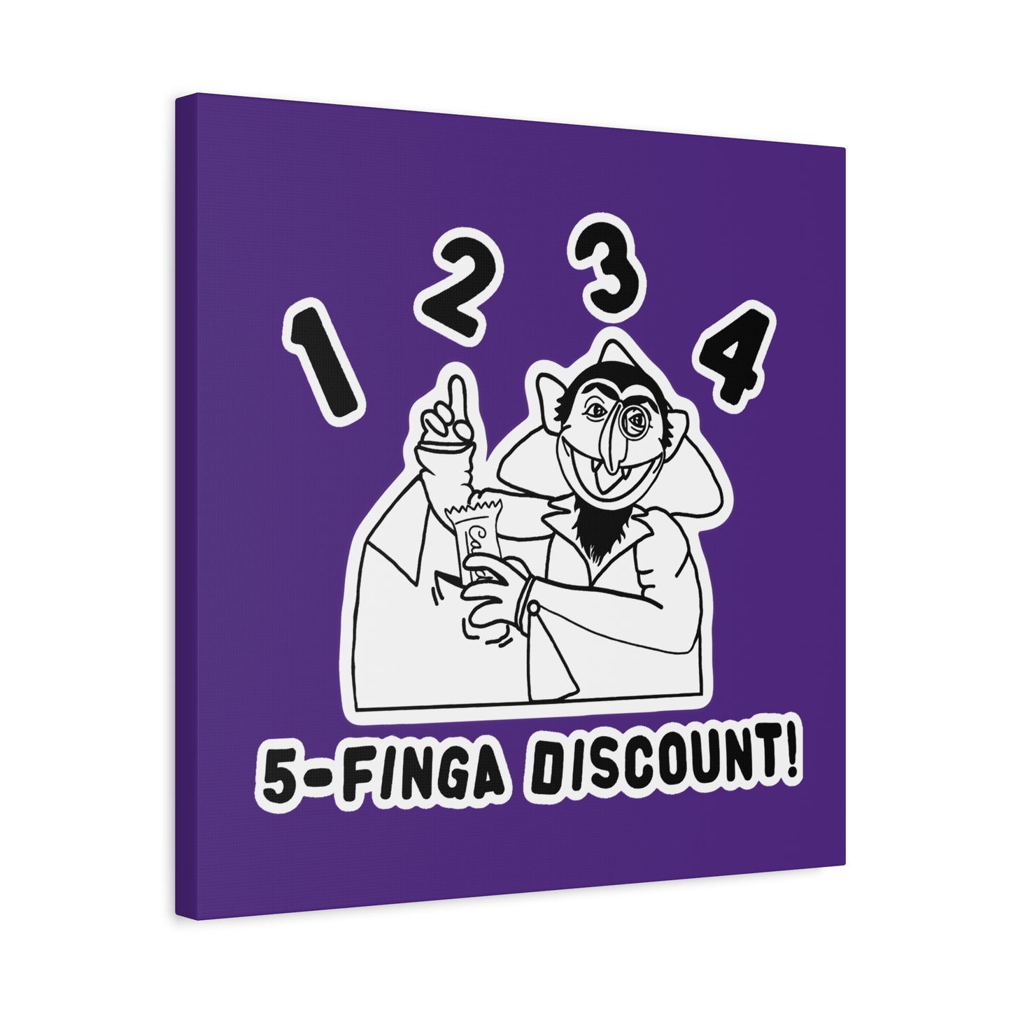 Five Finger Discount Outline Canvas Print Purple - Sesame Street The Count Parody Art Print