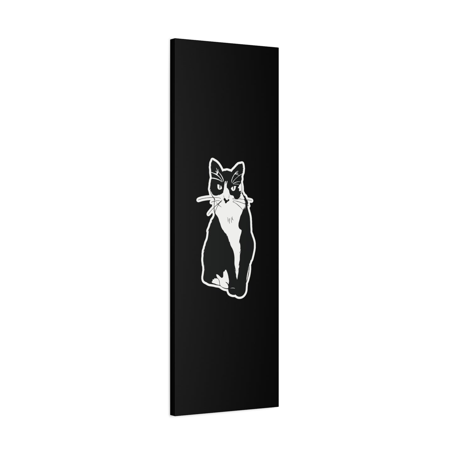 Cat Canvas Print on Black (Sticker Style Cat) - Cat Drawing Art