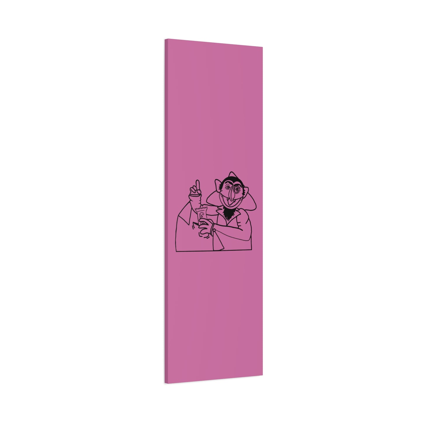 The Count Stealing Candy Outline Canvas Print Light Pink - Sesame Street The Count Parody Art