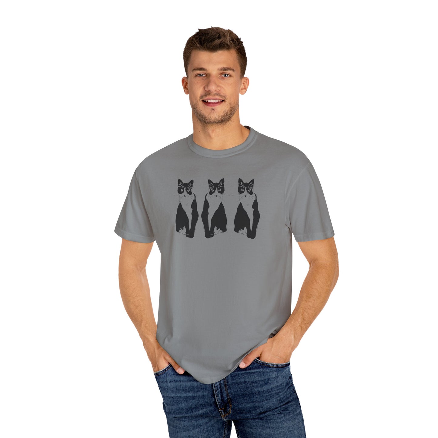 Cat x3 Tee (Transparent Style Cat) - Cat Drawing Shirt