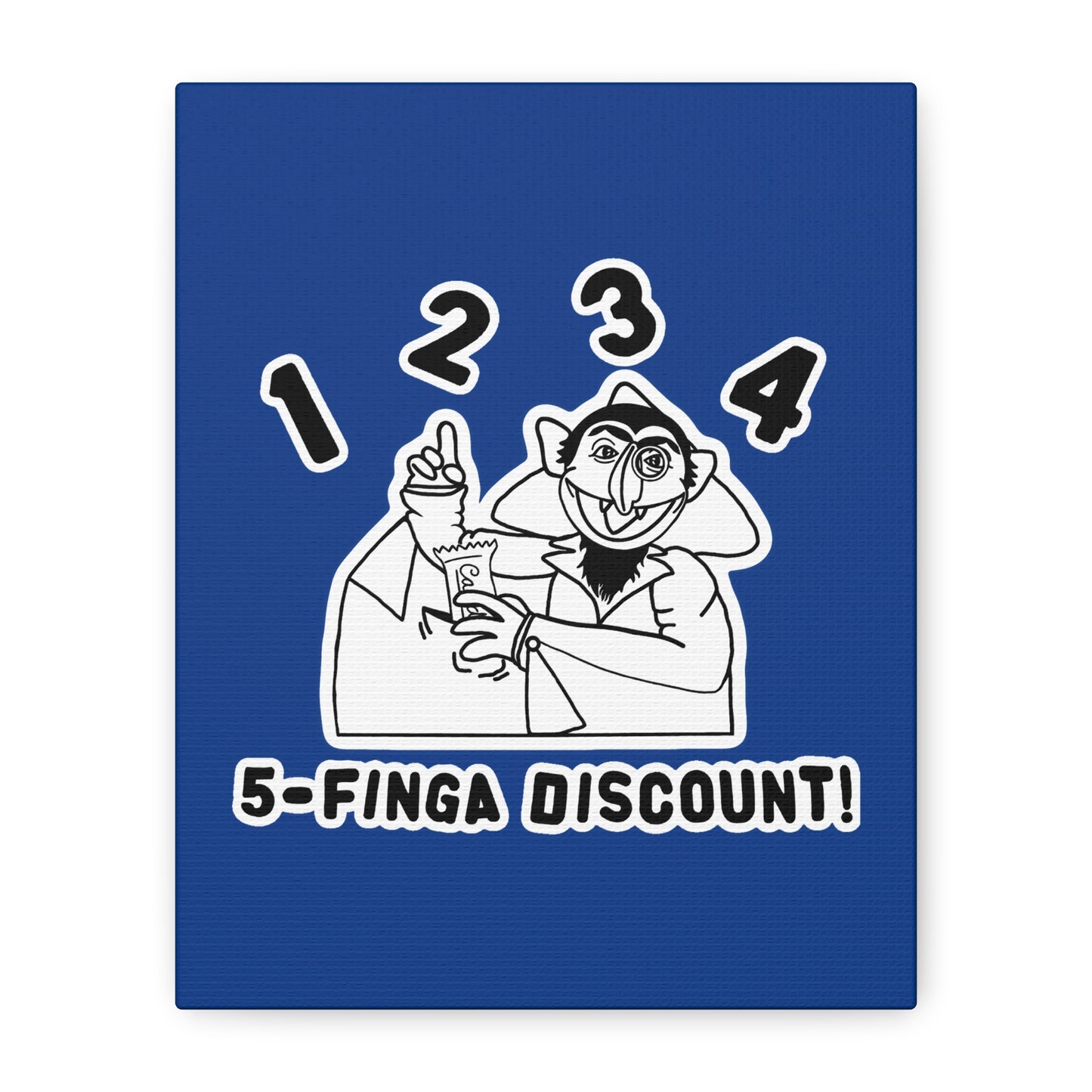 Five Finger Discount Outline Canvas Print Dark Blue - Sesame Street The Count Parody Art Print