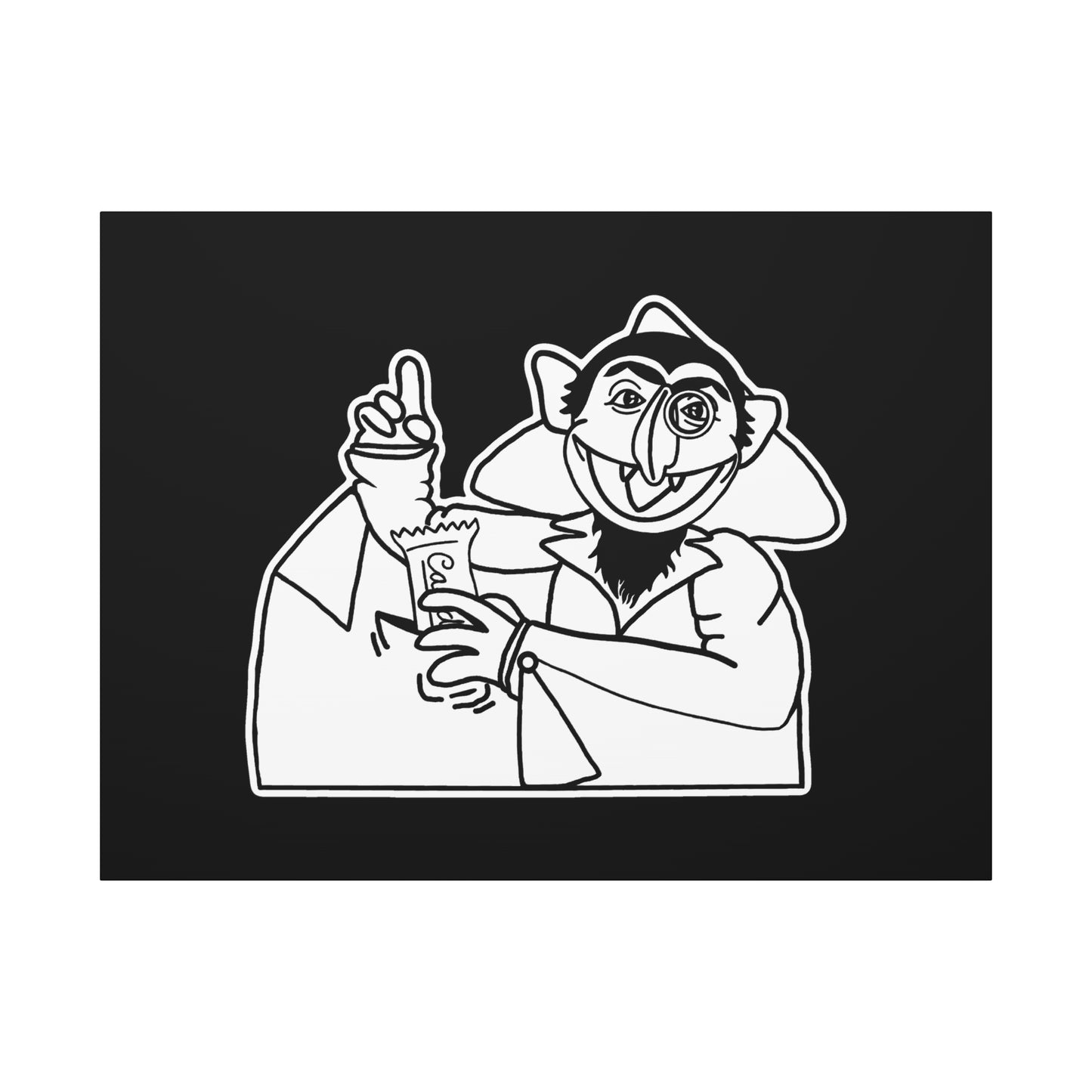 The Count Stealing Candy Outline Canvas Print Black - Sesame Street The Count Parody Canvas Art