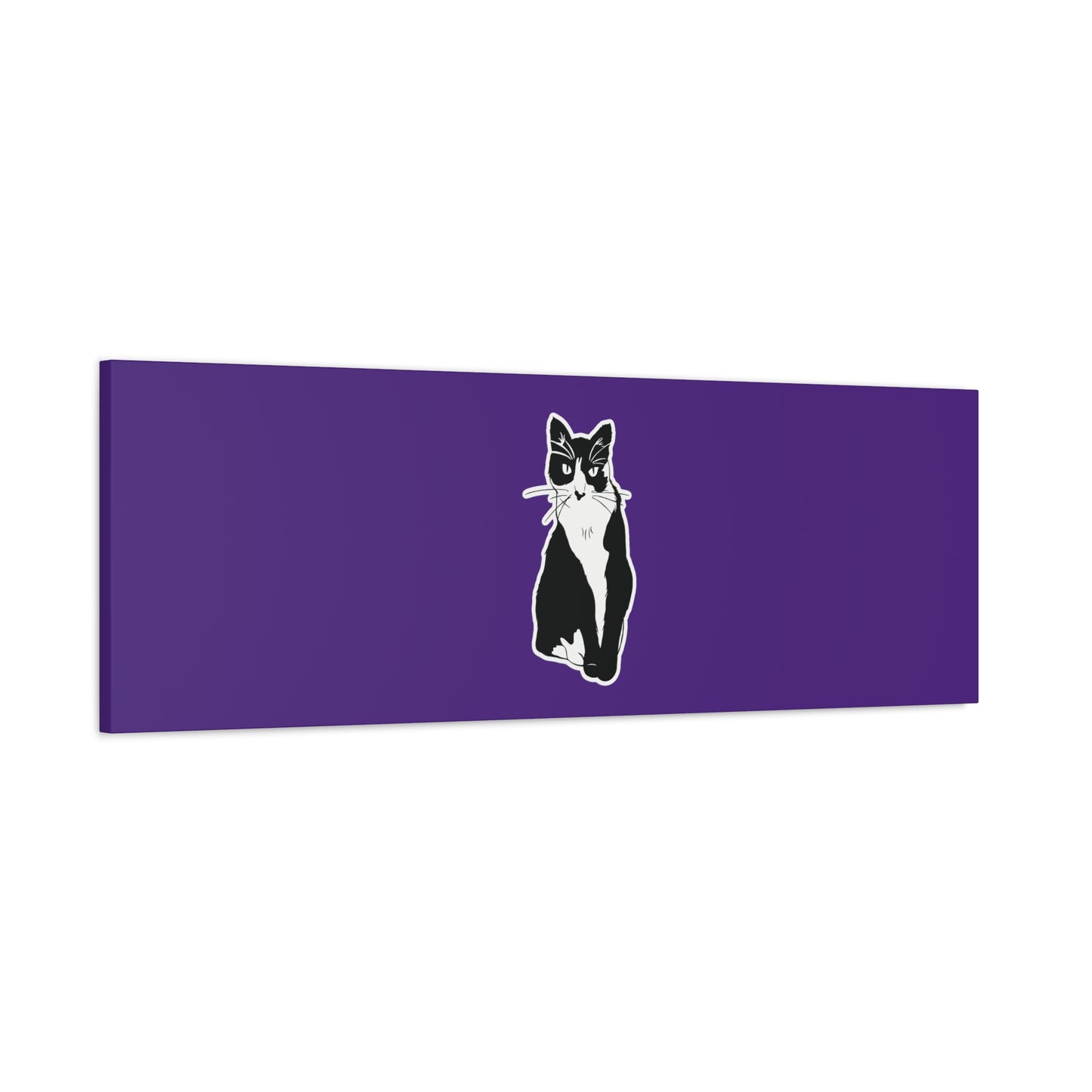 Cat Canvas Print on Purple (Sticker Style Cat) - Cat Drawing Art