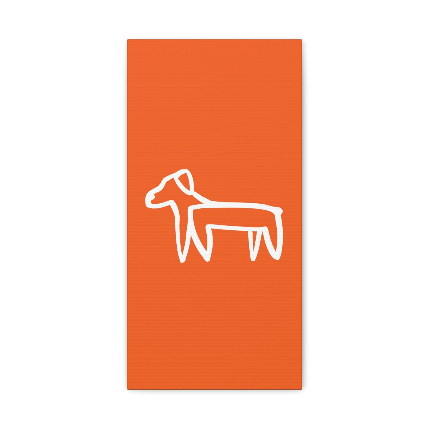 Dog Canvas Print on Orange (Transparent Style White Dog) - Dog Art Print