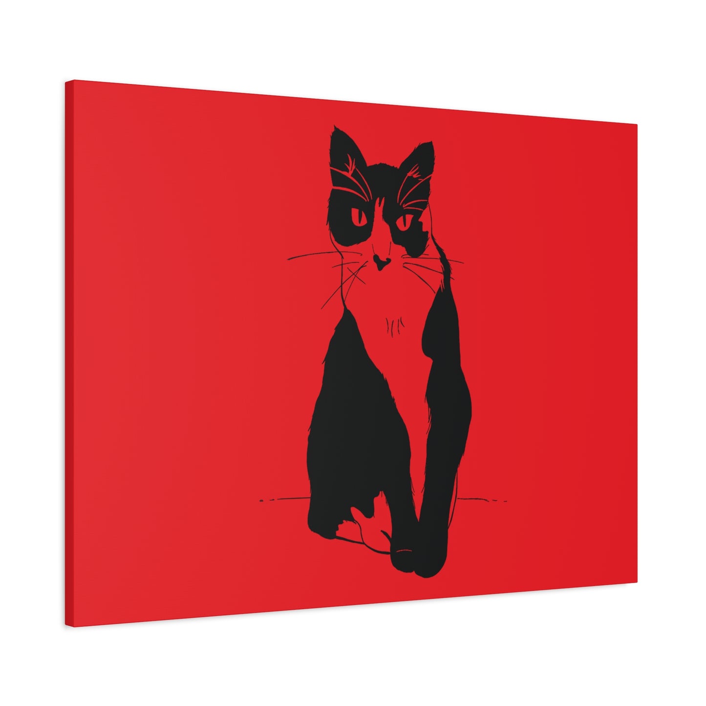 Cat Canvas Print on Red (Transparent Style Cat) - Cat Drawing Art
