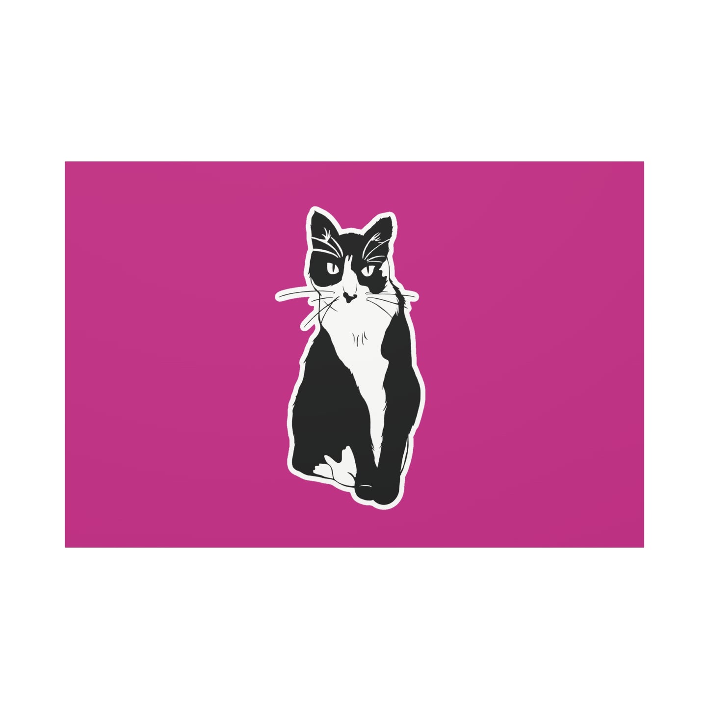 Cat Canvas on Pink (Sticker Style Cat) - Cat Drawing Art
