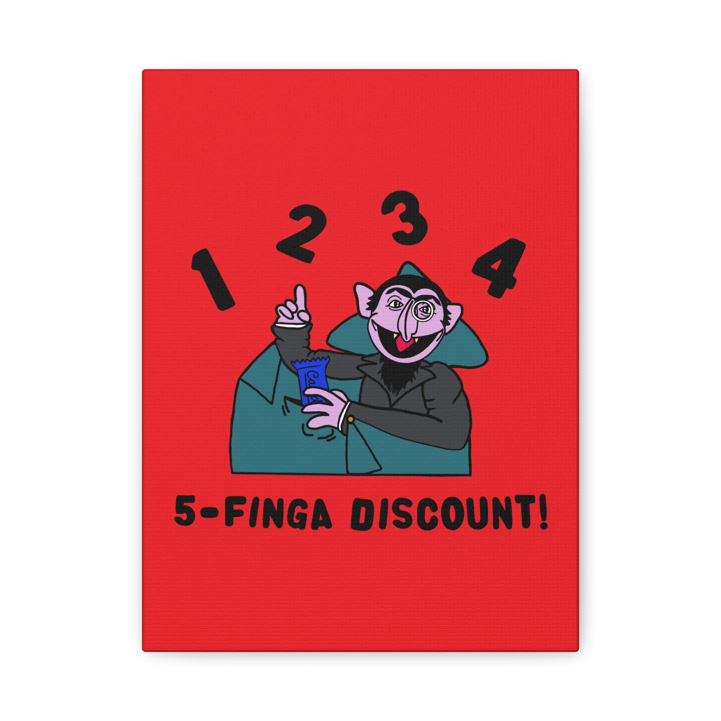 Five Finger Discount Canvas Print Red - Sesame Street The Count Parody Art Print