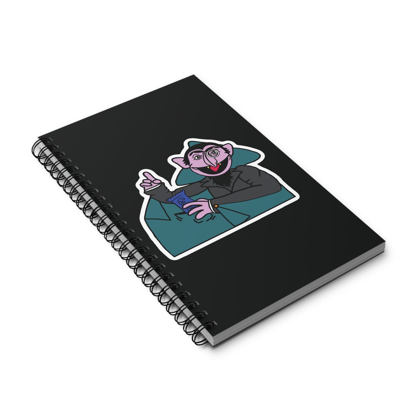 The Count Stealing Candy Notebook Black - Sesame Street The Count Parody Spiral Notebook