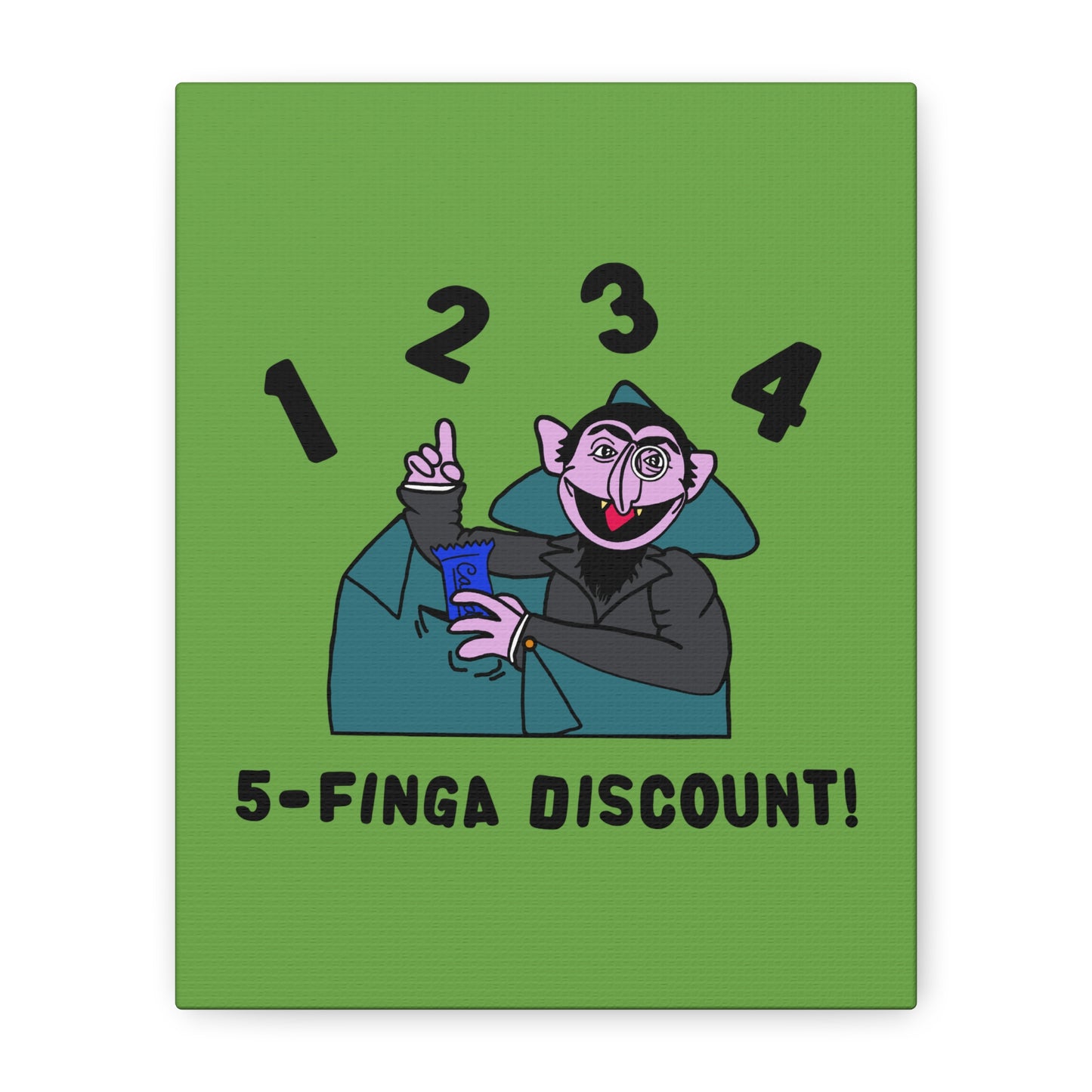 Five Finger Discount Canvas Print Green - Sesame Street The Count Parody Art Print