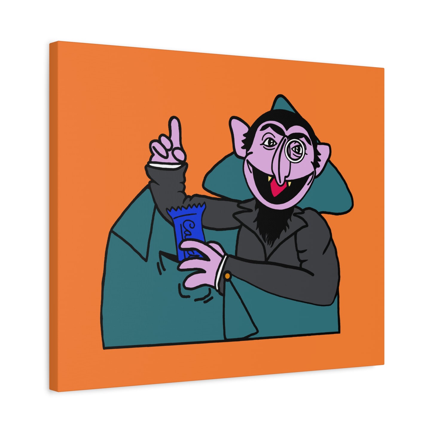 The Count Stealing Candy Canvas Print Orange - Sesame Street The Count Parody Art