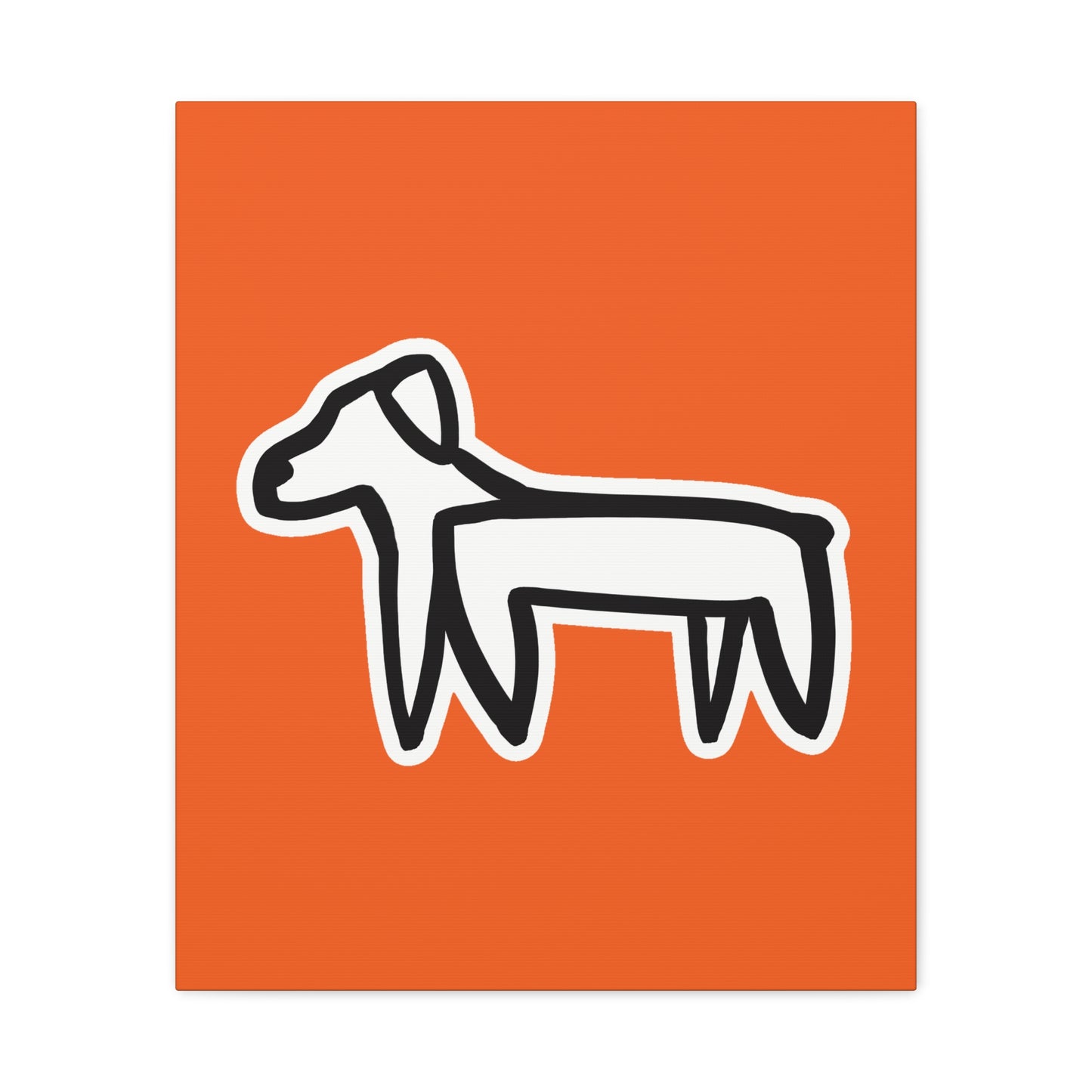 Dog Canvas Print on Orange (Sticker Style White Dog) - Dog Art Print