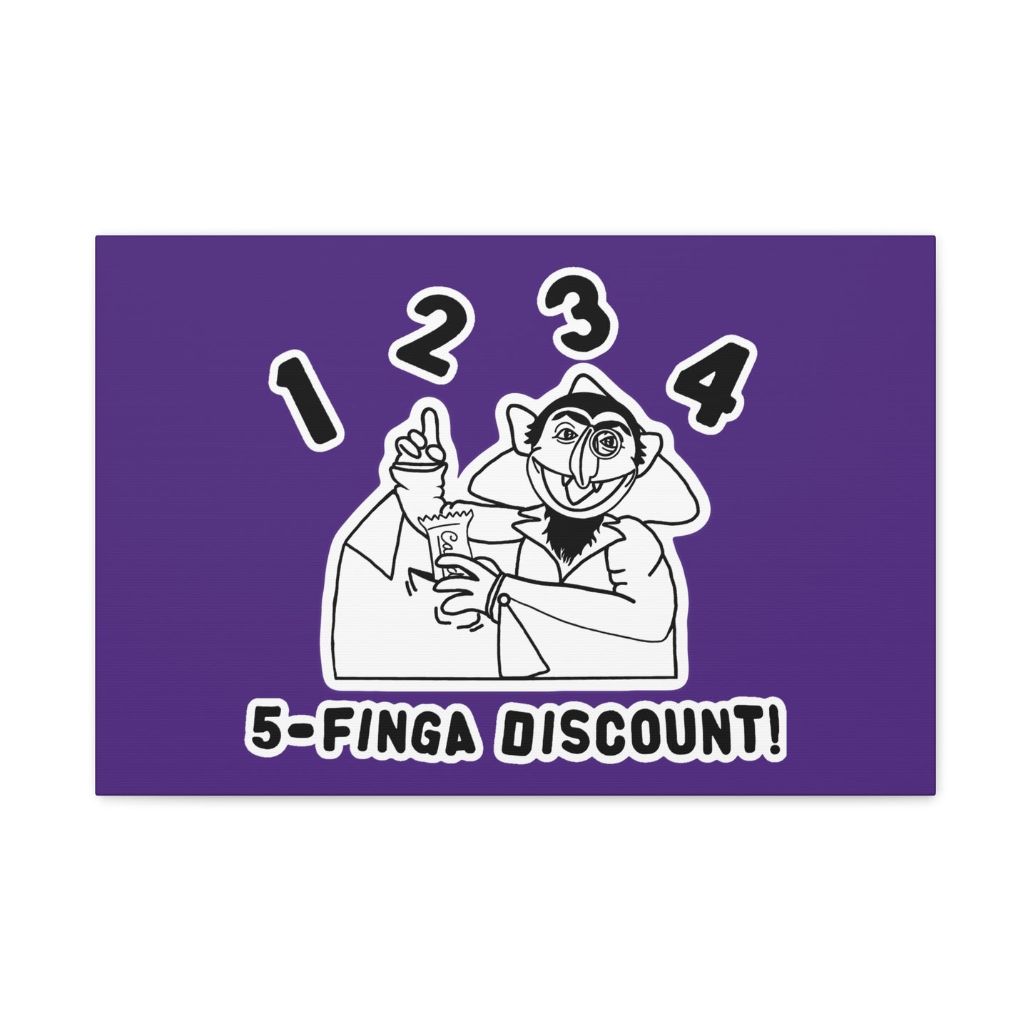Five Finger Discount Outline Canvas Print Purple - Sesame Street The Count Parody Art Print
