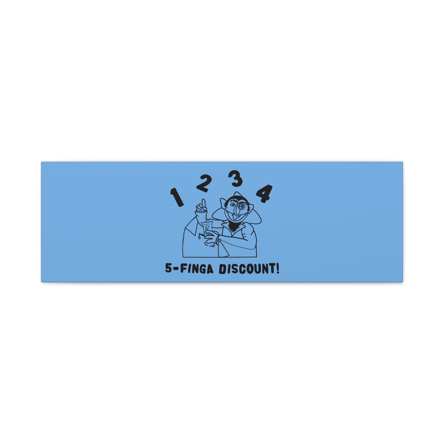 Five Finger Discount Outline Canvas Print Light Blue - Sesame Street The Count Parody Art Print
