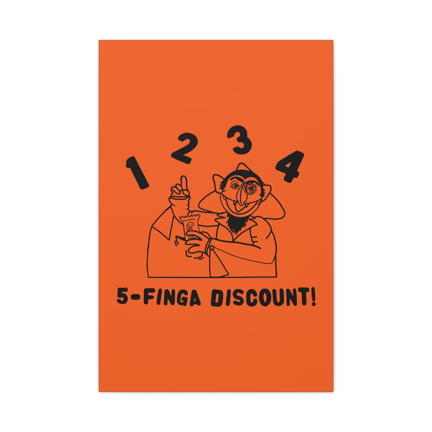 Five Finger Discount Outline Canvas Print Orange - Sesame Street The Count Parody Art Print
