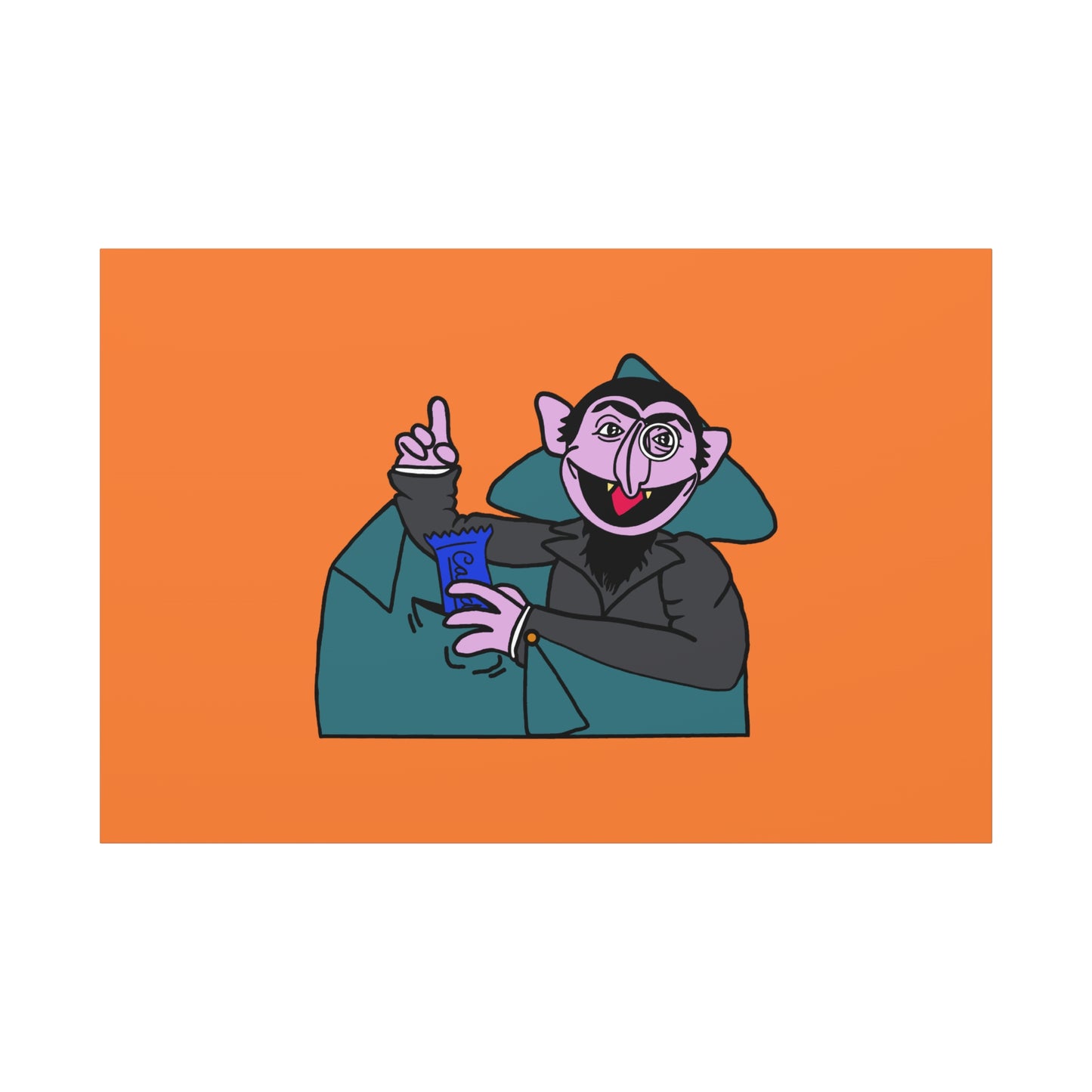 The Count Stealing Candy Canvas Print Orange - Sesame Street The Count Parody Art