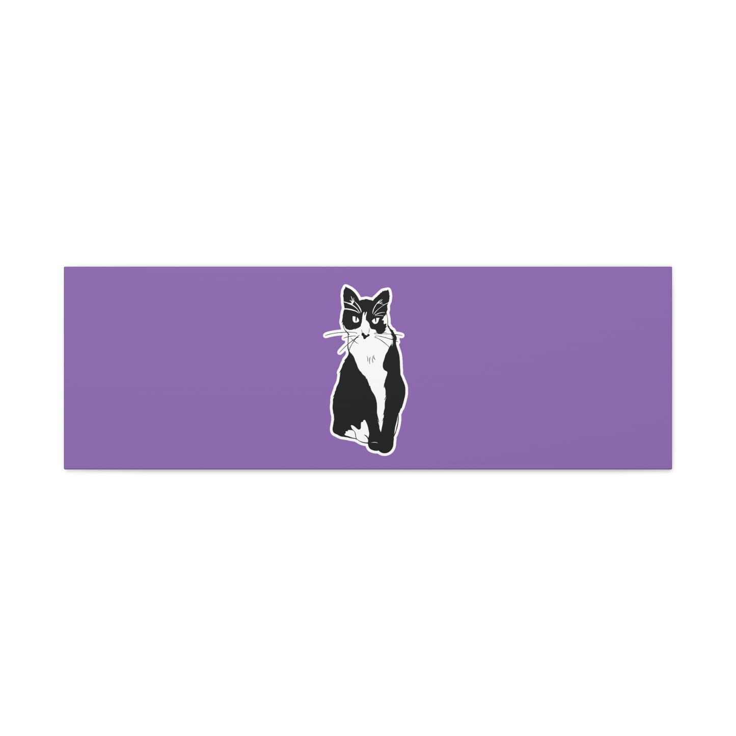 Cat Canvas on Light Purple (Sticker Style Cat) - Cat Drawing Art