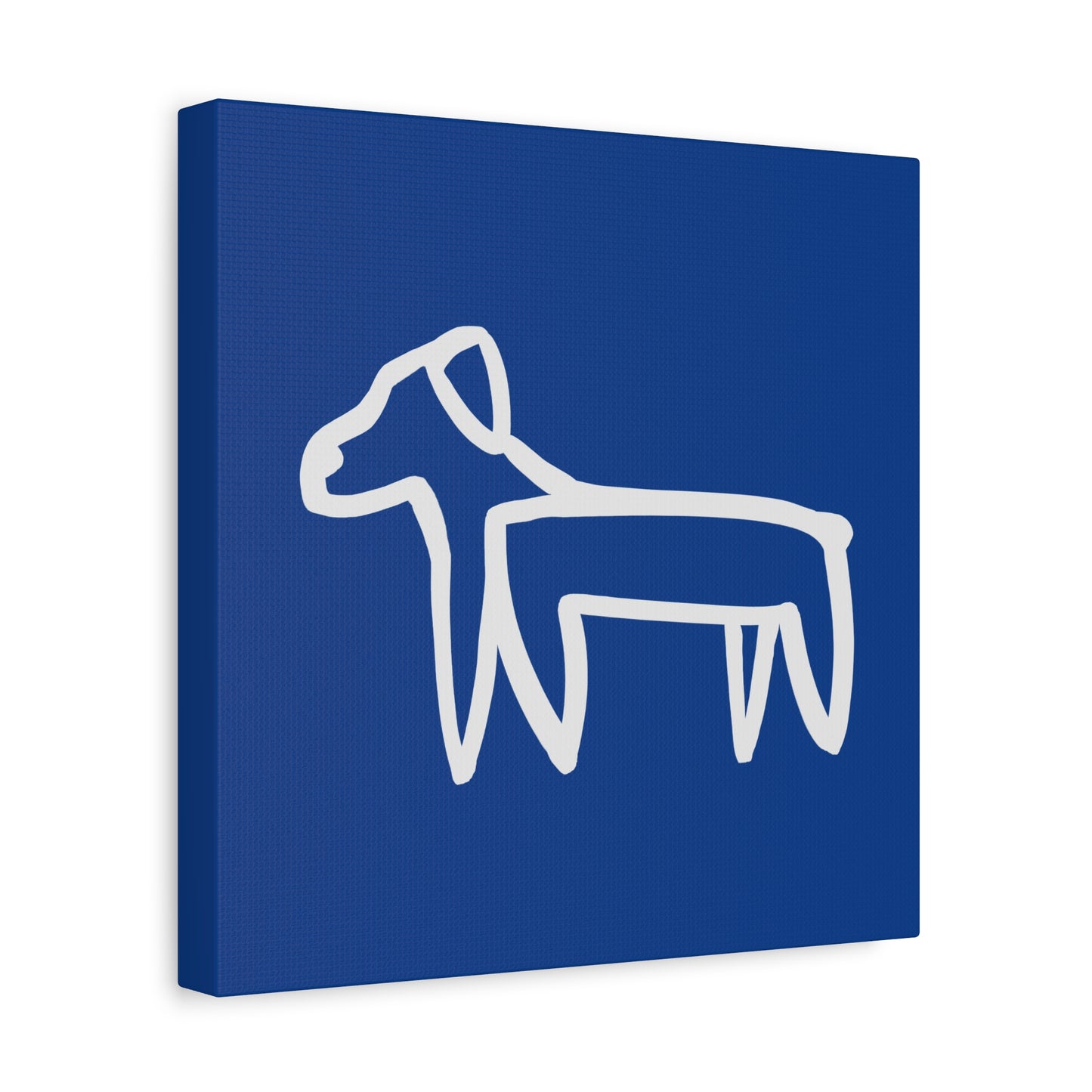 Dog Canvas Print on Blue (Transparent Style White Dog) - Dog Art Print