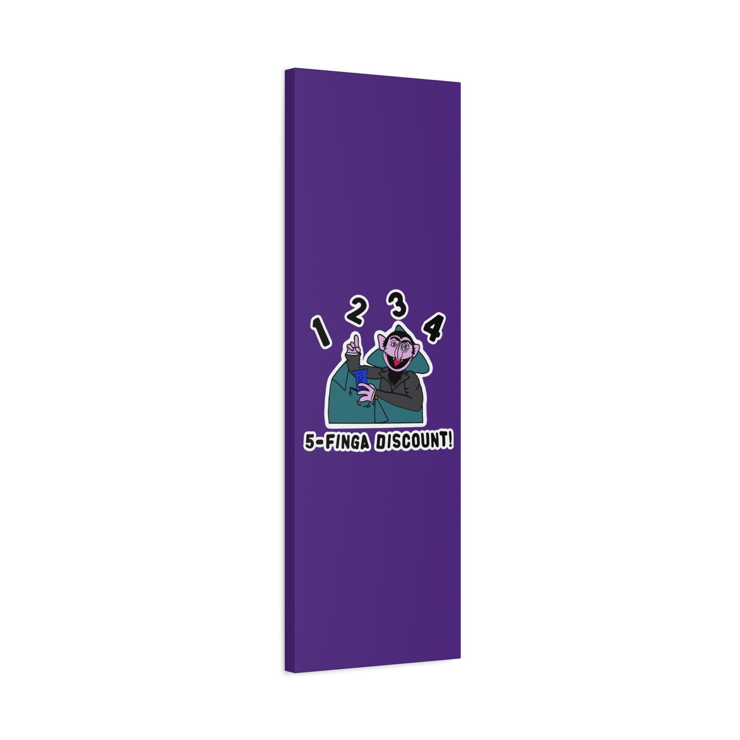 Five Finger Discount Canvas Print Light Purple - Sesame Street The Count Parody Art Print