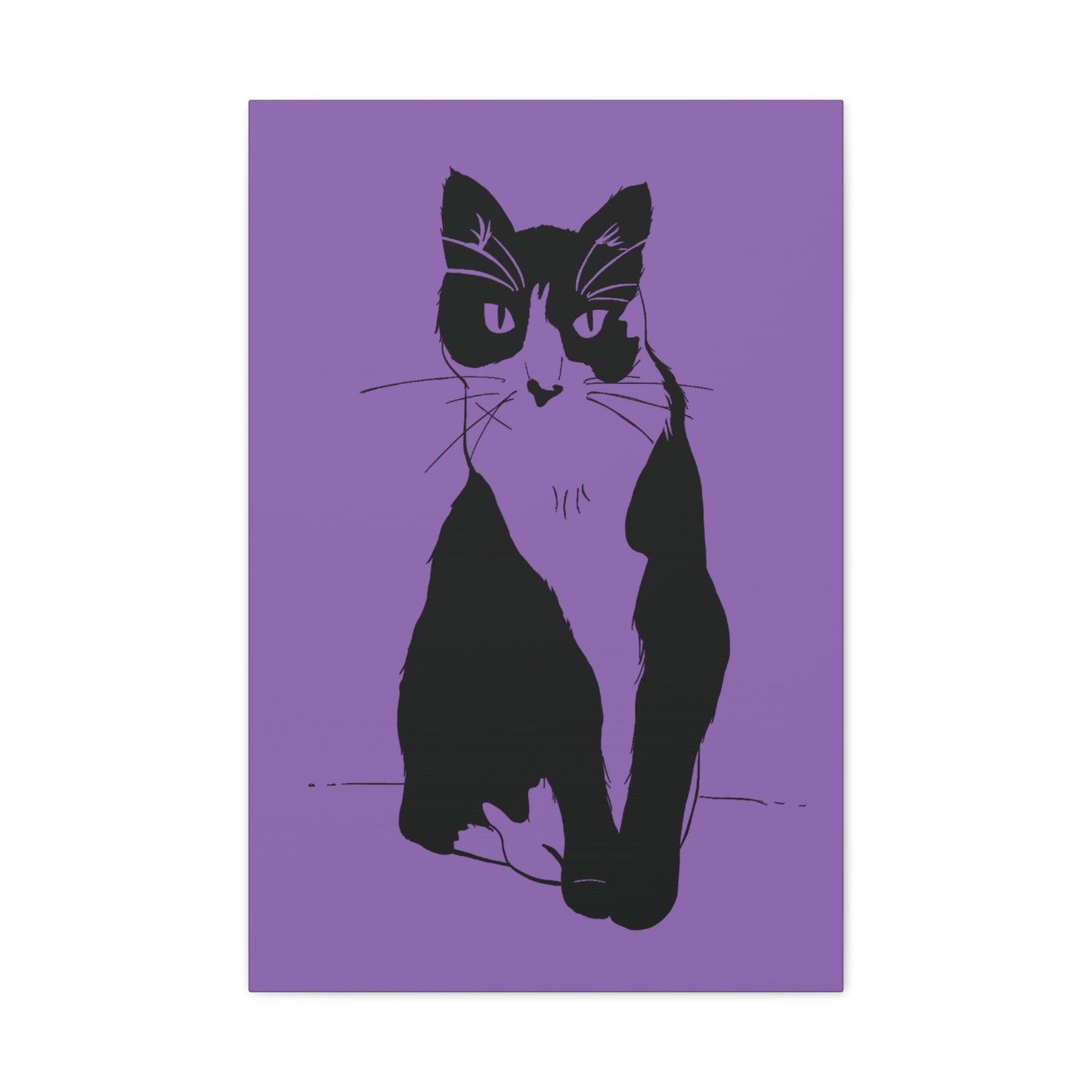 Cat Canvas Print on Purple (Transparent Style Cat) - Cat Drawing Art