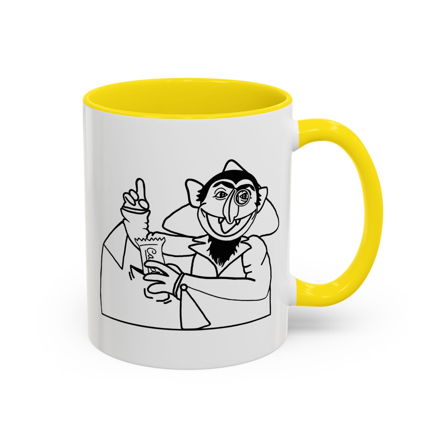 The Count Stealing Candy Outline Accent Mug - Sesame Street The Count Parody Coffee Mug