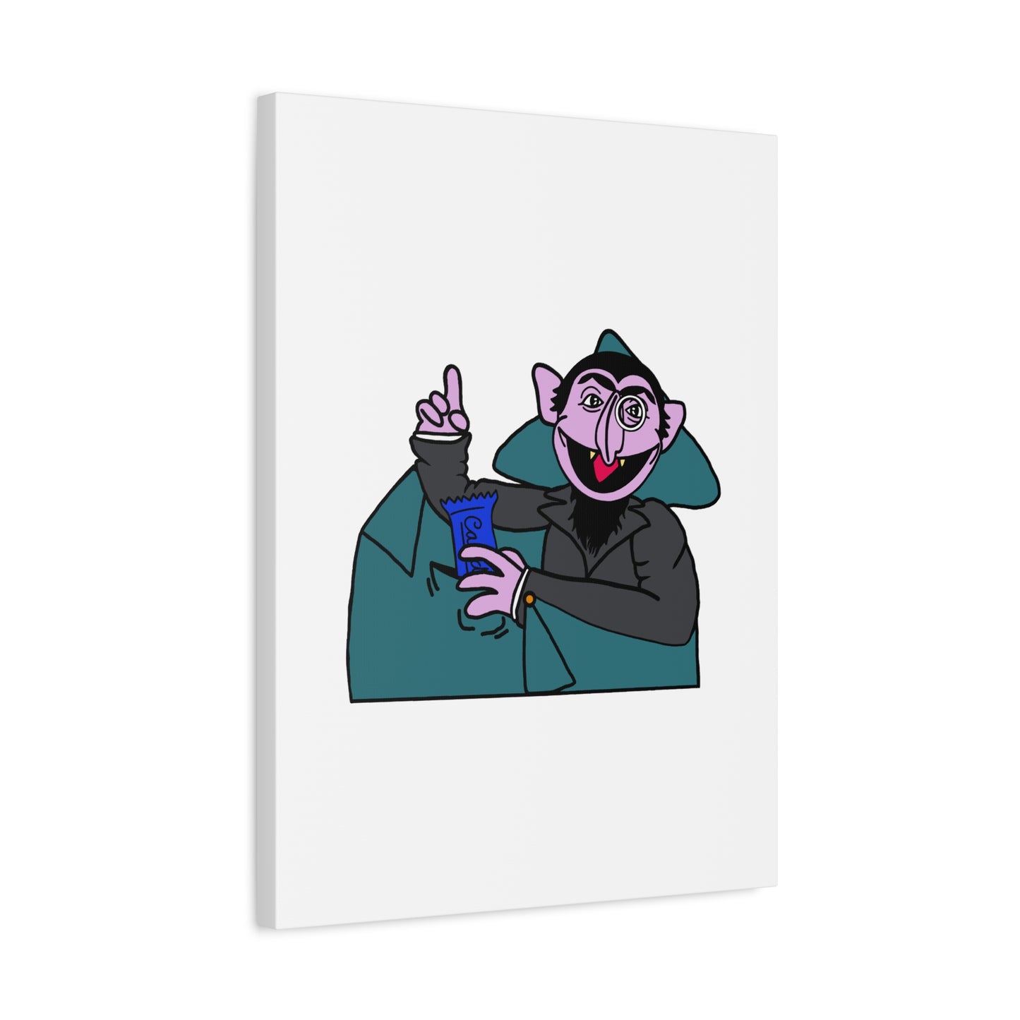 The Count Stealing Candy Canvas Print White - Sesame Street The Count Parody Art