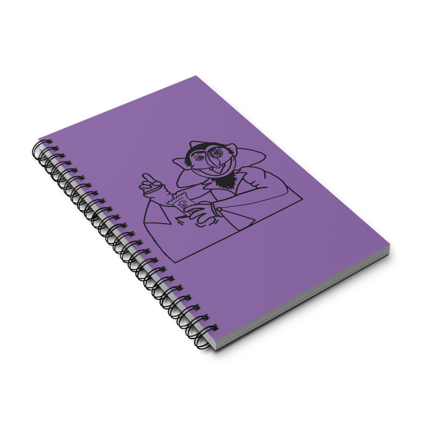 The Count Stealing Candy Outline Notebook Light Purple - Sesame Street The Count Parody Spiral Notebook