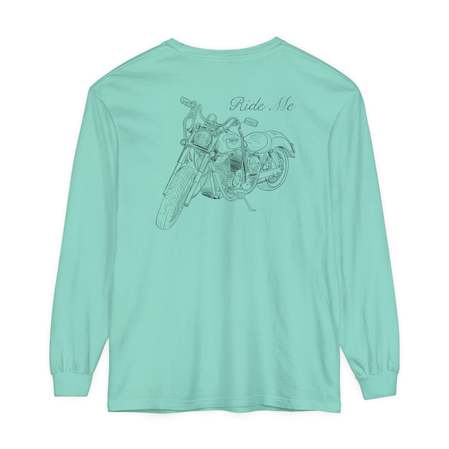 Ride Me Motorcycle Long Sleeve Tee Back Design