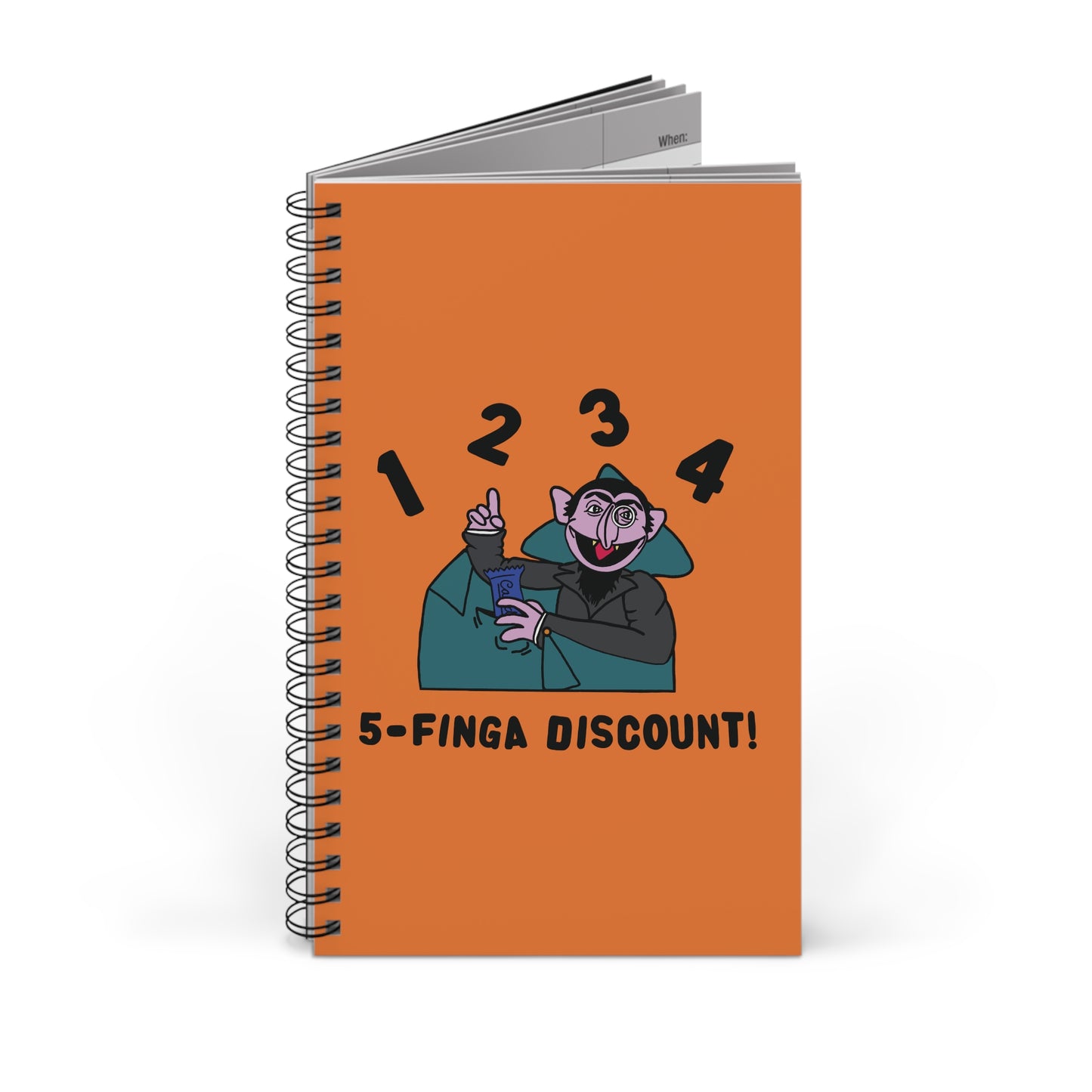 Five Finger Discount Notebook Light Orange - Sesame Street The Count Parody Notebook