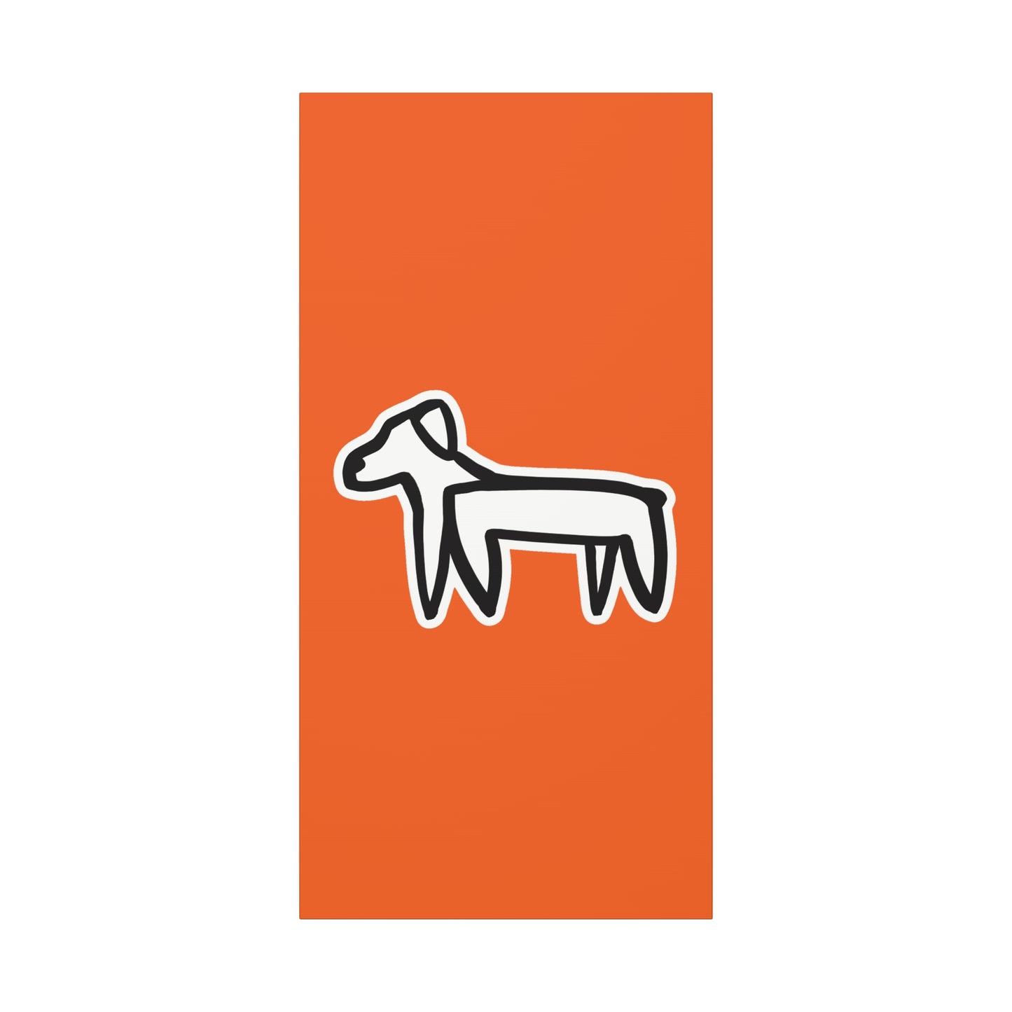 Dog Canvas Print on Orange (Sticker Style White Dog) - Dog Art Print