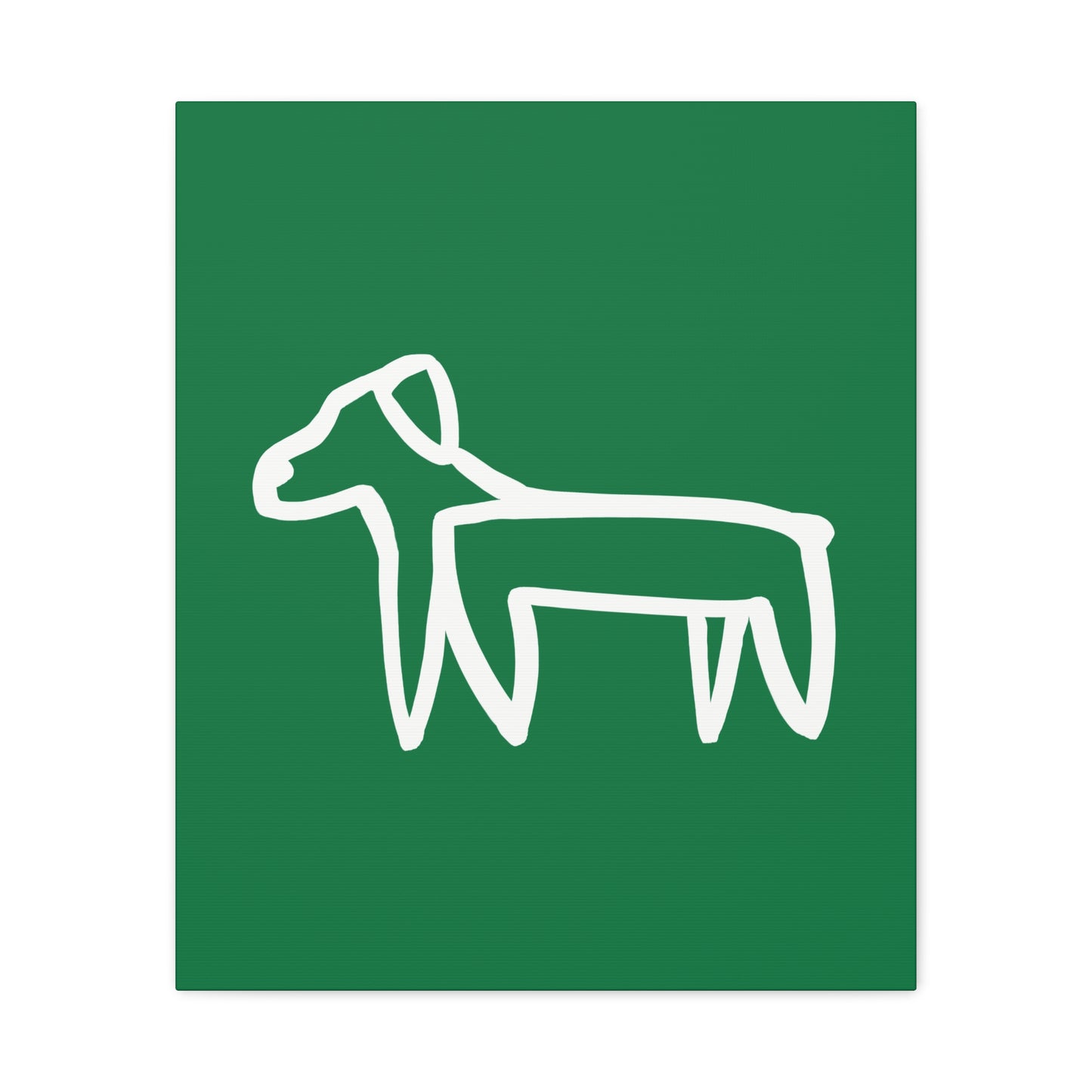 Dog Canvas Print on Green (Transparent Style White Dog) - Dog Art Print