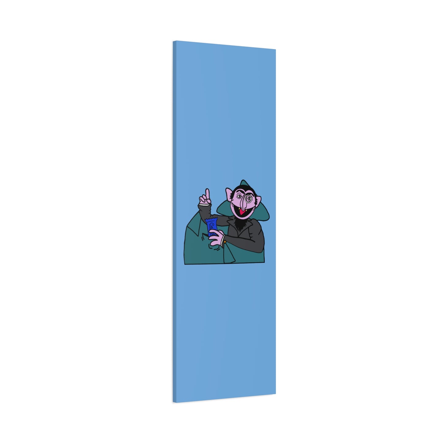 The Count Stealing Candy Canvas Print Light Blue - Sesame Street The Count Parody Art