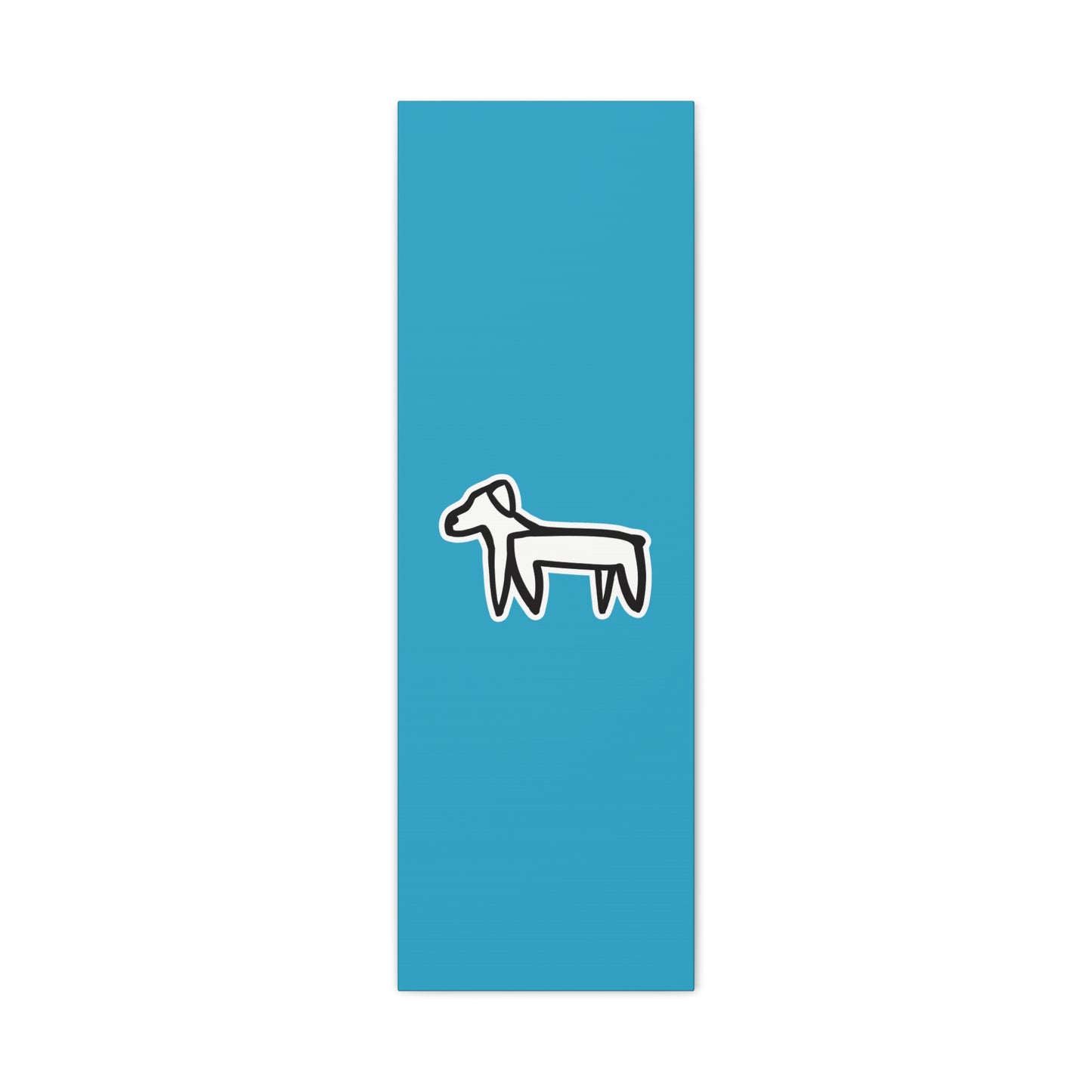 Dog Canvas Print on Turquoise (Sticker Style Black Dog) - Dog Drawing Wall Art