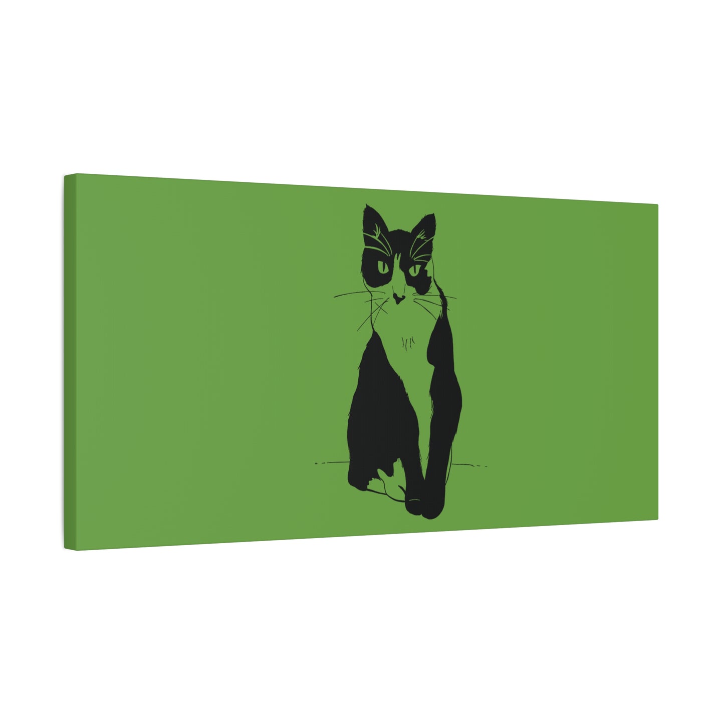 Cat Canvas Print on Green (Transparent Style Cat) - Cat Drawing Art