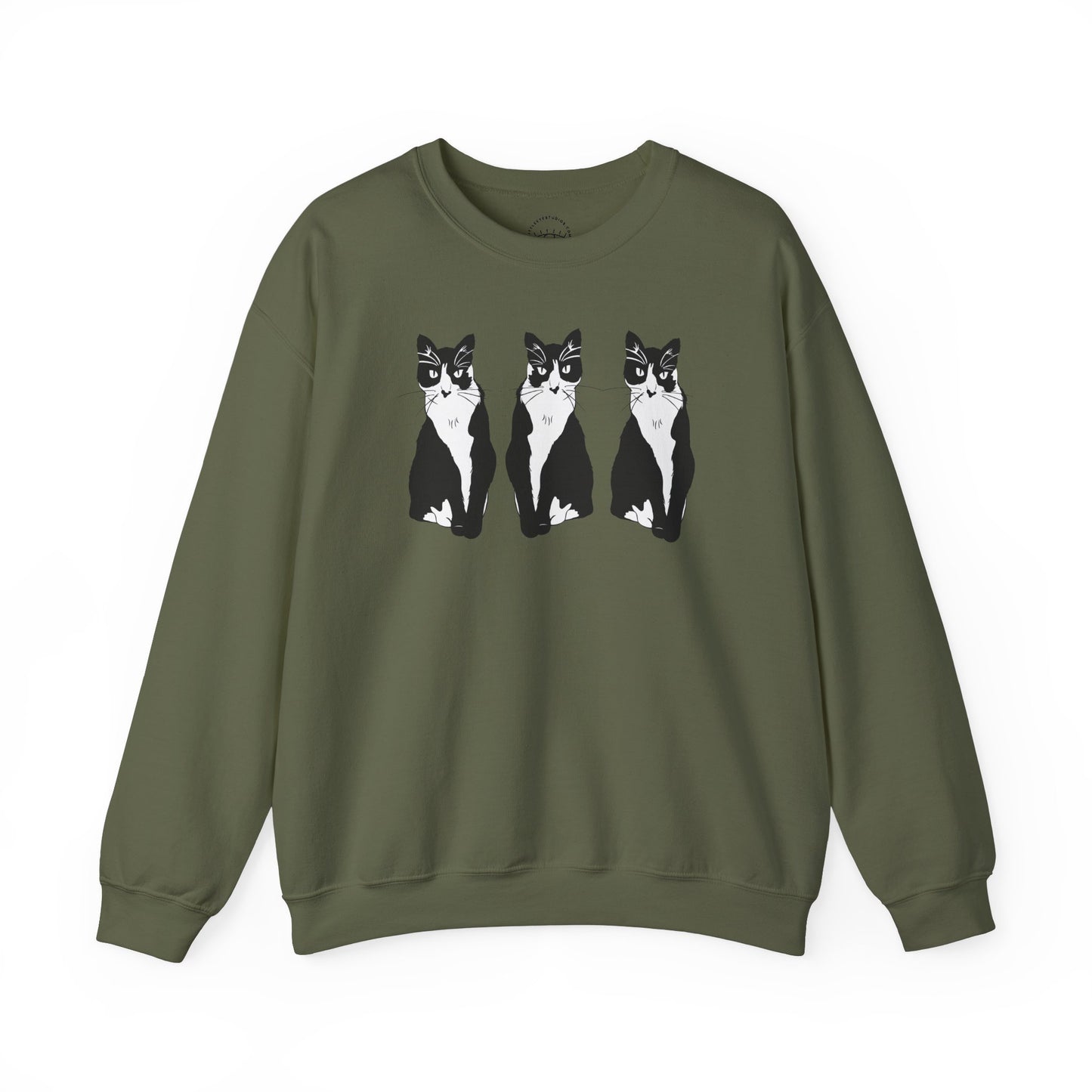 Cat x3 Sweatshirt (B&W Style Cat) - Cat Drawing Sweatshirt